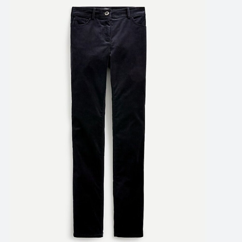 NWT J. Crew Straight-leg pant in stretch velvet BLACK 14